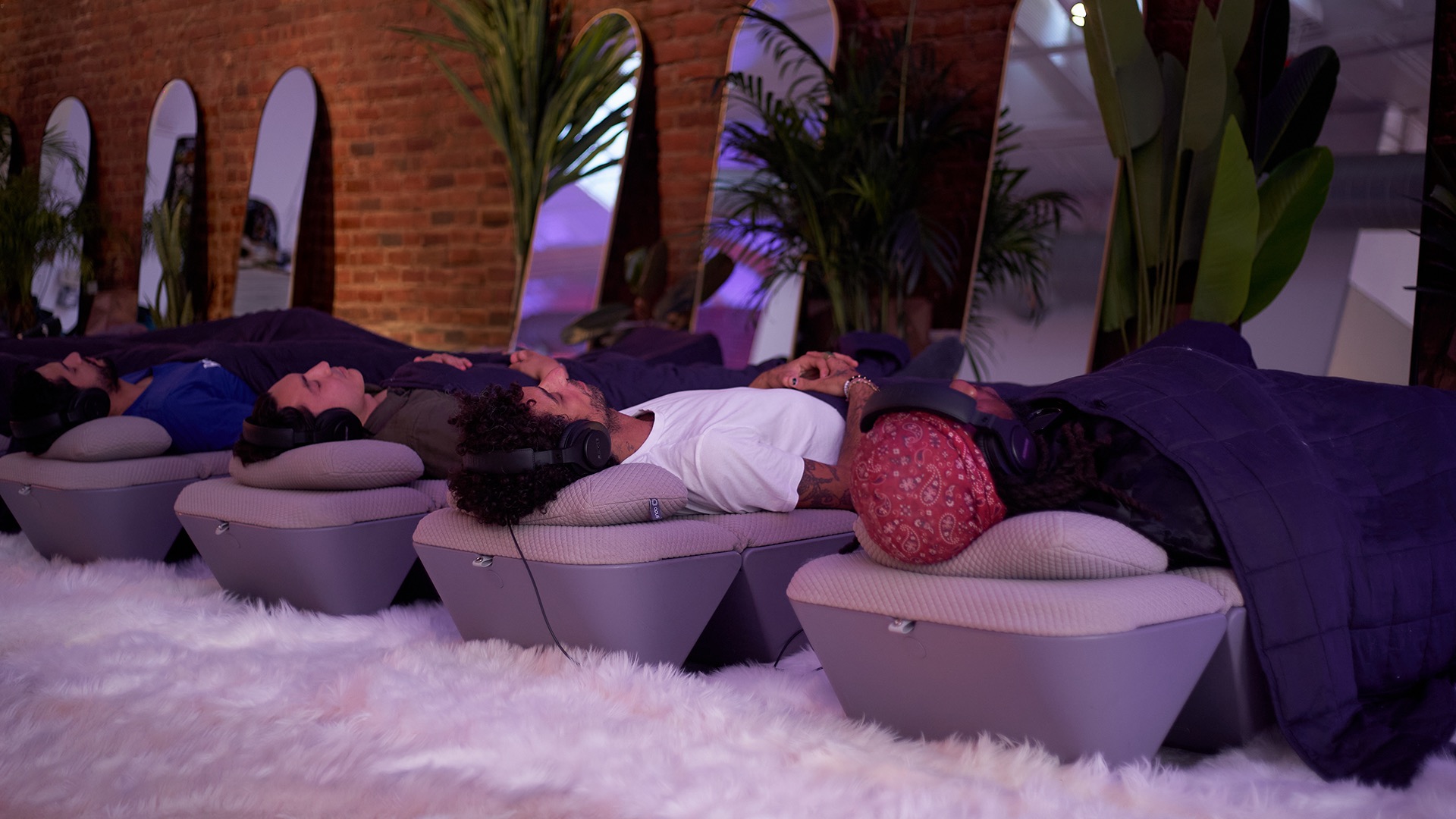 Guests resting on the SoundTemple sound bed